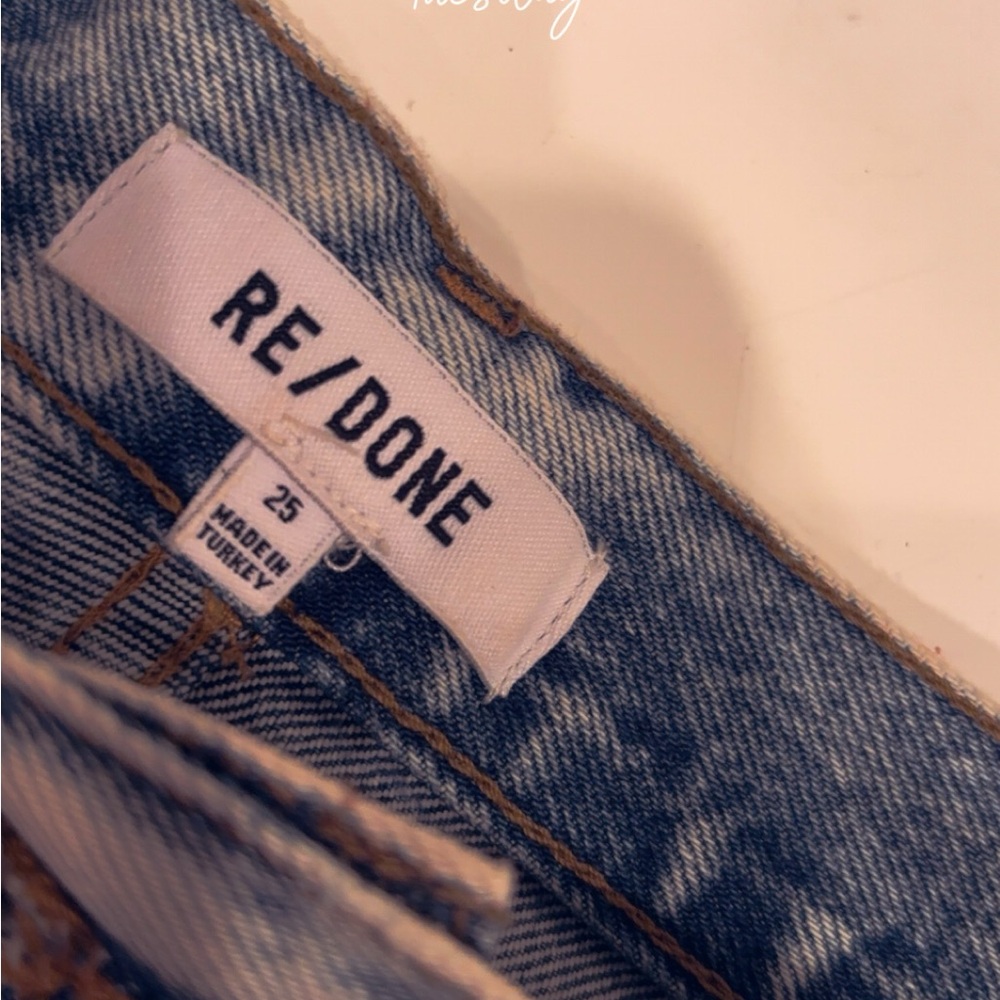 Redone denim shorts. Light wash